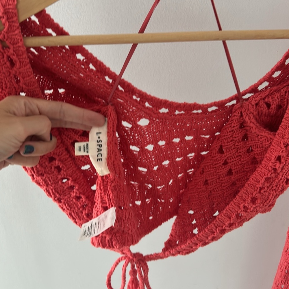 L*Space Coral Crochet Swim Set - Beach Vacation Dress - Picture 7 of 12